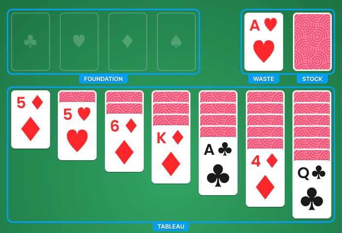 play klondike solitaire turn one